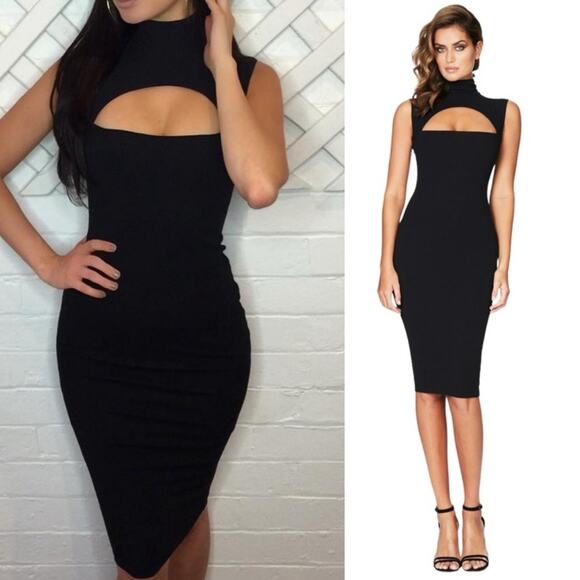 Nookie Dresses & Skirts - NOOKIE Manhattan Cut-out High Neck Midi Dress in Black